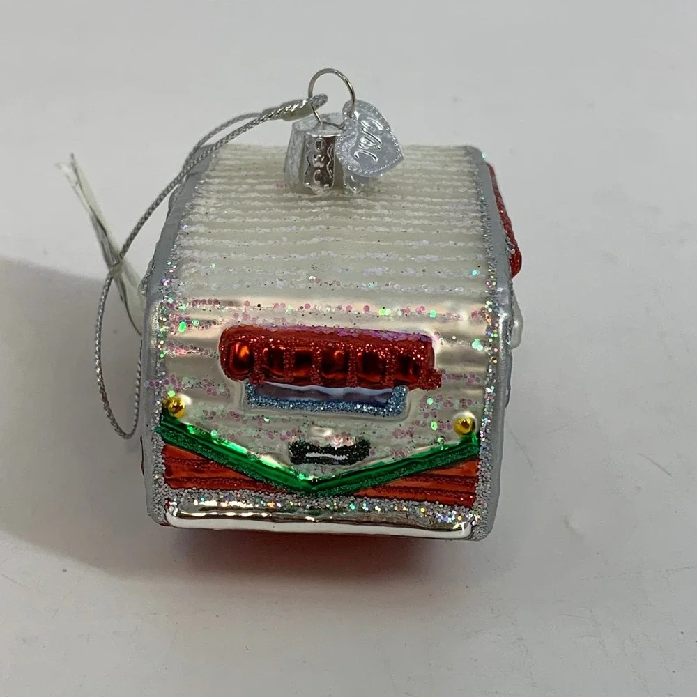 Old World Christmas Travel‎ Trailer Camper RV Ornament Red Green White